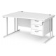 Maestro Cantilever Leg Wave Desk with Three Drawer Pedestal